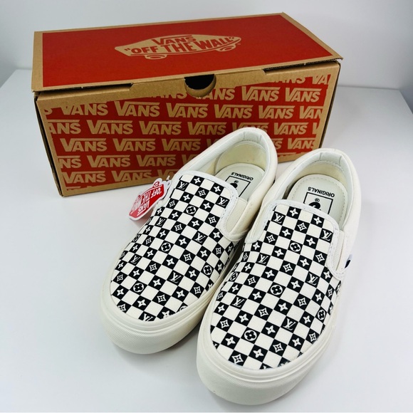 Vans x Louis Vuitton Unisex White Black Checkered Slip-On Monogram Sneaker NEW - Picture 8 of 9